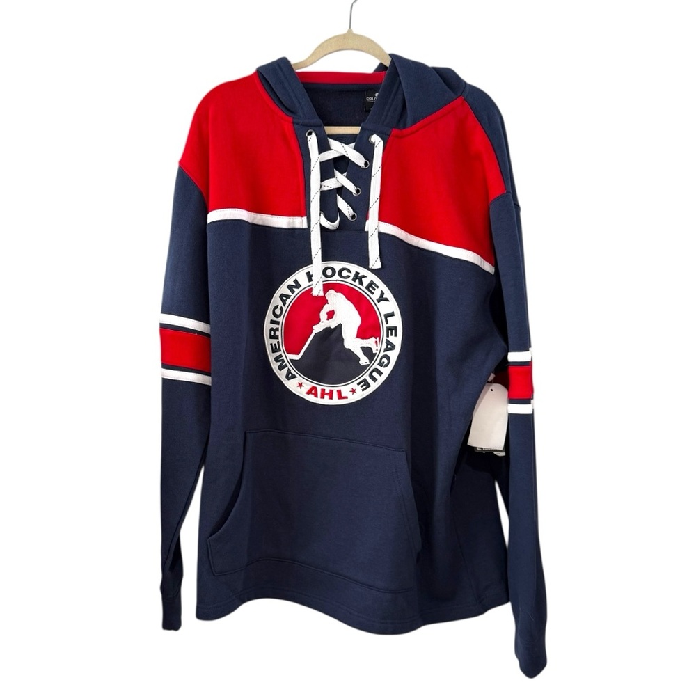 NWT Men’s XL Navy Red American Hockey League Hoodie Sweatshirt Licensed AHL